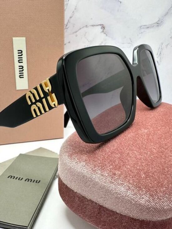 New MIU MIU Sunglasses Black Square Gold Full Rim 56mm MIU MIU main image 12